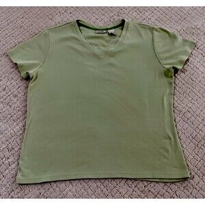 Cherokee Women's M Green Short Sleeve Top V-Neck. 100% Cotton